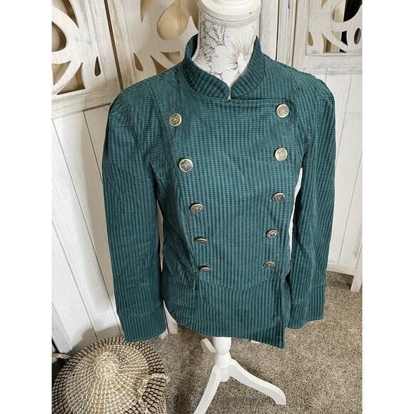 Cabi Womens Blazer Lennon Jacket Green Military Double Breasted Small - Picture 1 of 10